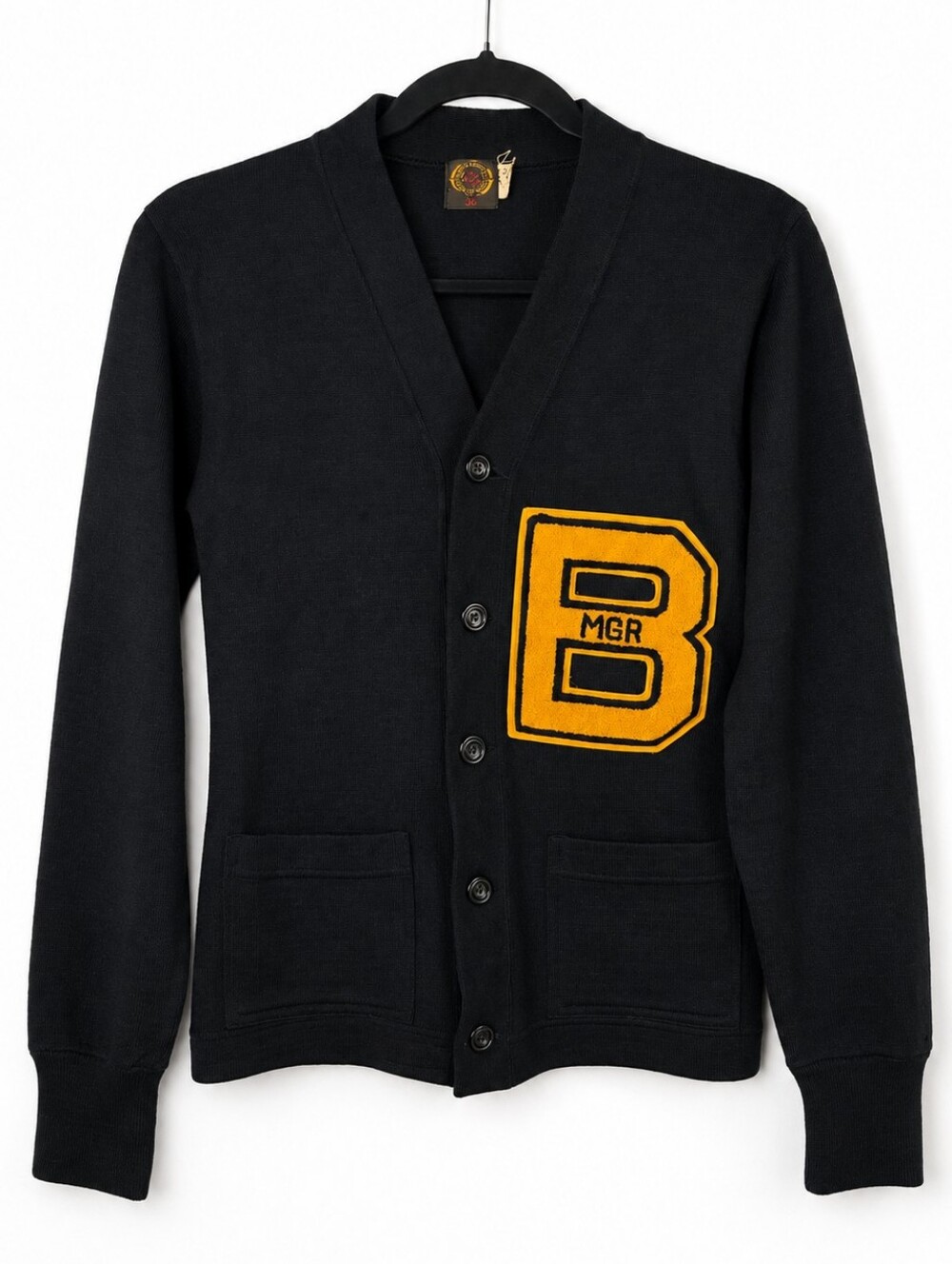 Vintage 1940s Lowe & Campbell Wool Varsity Letterman Cardigan Sweater 36 Preppy
